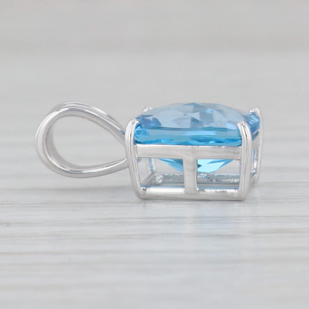 Gray 3.50ct Blue Topaz Pendant 14k White Gold Rectangle Solitaire