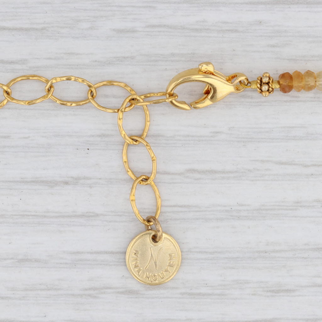 Light Gray New Nina Nguyen Harmony Citrine Bead Long Layer Necklace Sterling Gold Vermeil