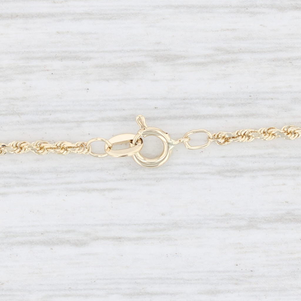 Lavender 0.42ct Diamond Heart Pendant Necklace 14k Yellow Gold Rope Chain 15.75”