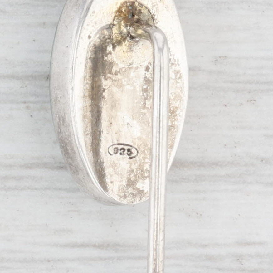 Light Gray Vintage Green Malachite Chrysocola Stickpin Sterling Silver