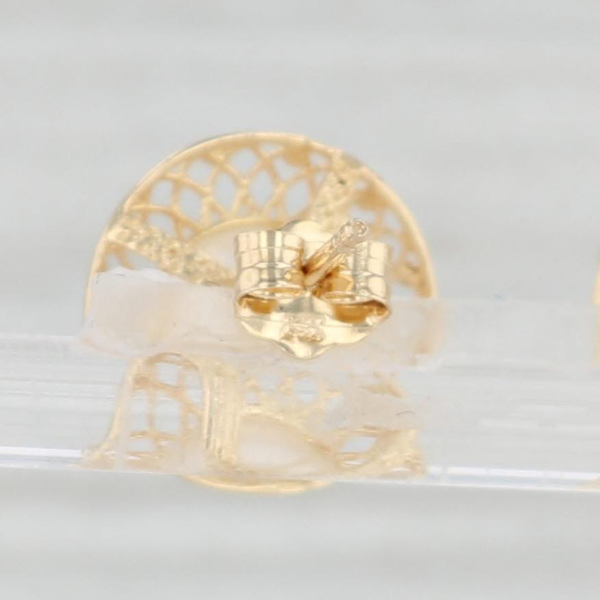 Light Gray Freshwater Cultured Pearl Filigree Stud Earrings 14k Yellow Gold