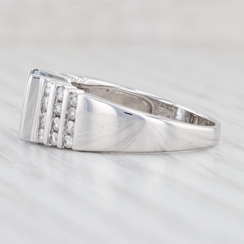 Light Gray 1.65ctw Aquamarine Diamond Ring 14k White Gold Size 8.5 March Birthstone