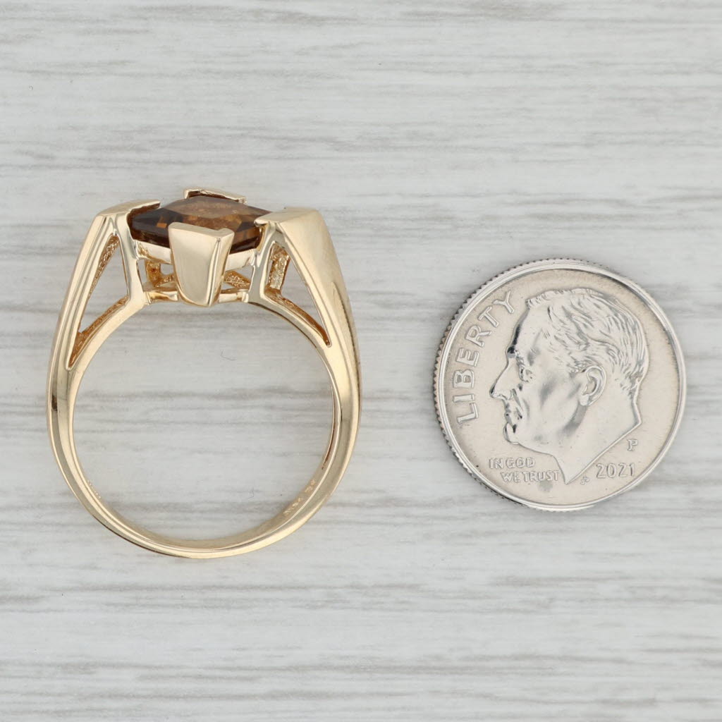 Gray 2.30ct Princess Orange Citrine Solitaire Ring 14k Yellow Gold Size 8.25