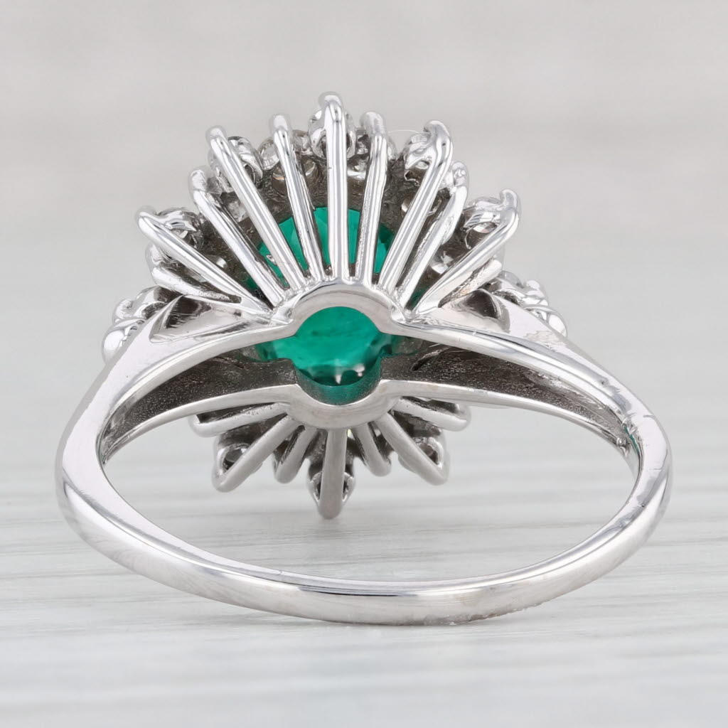 Light Gray 2.29ctw Lab Created Oval Emerald Diamond Halo Ring 14k White Gold Size 10.25