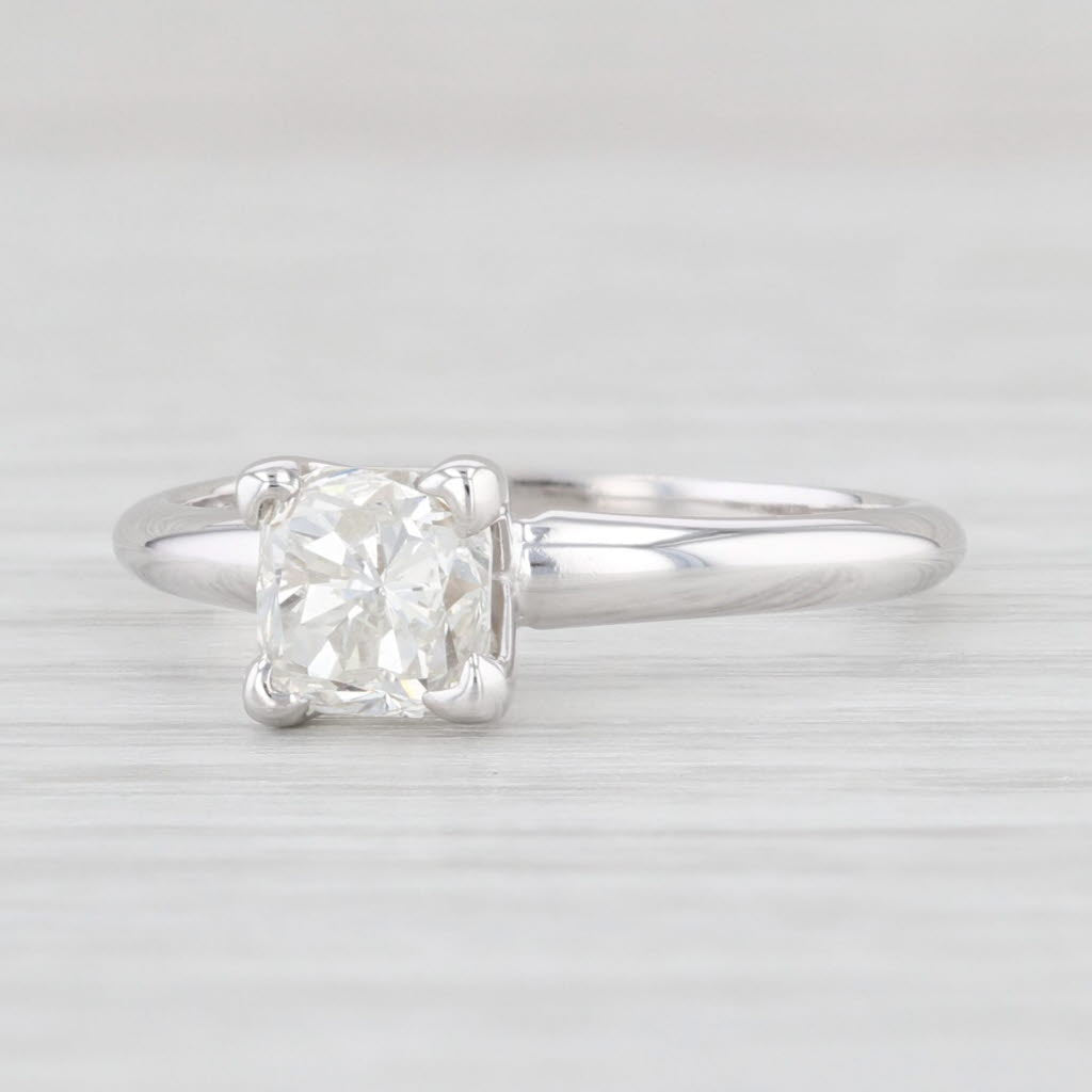 Light Gray 1.03ct Princess Square Solitaire Diamond Engagement Ring 14k White Gold Size 5.5 GIA