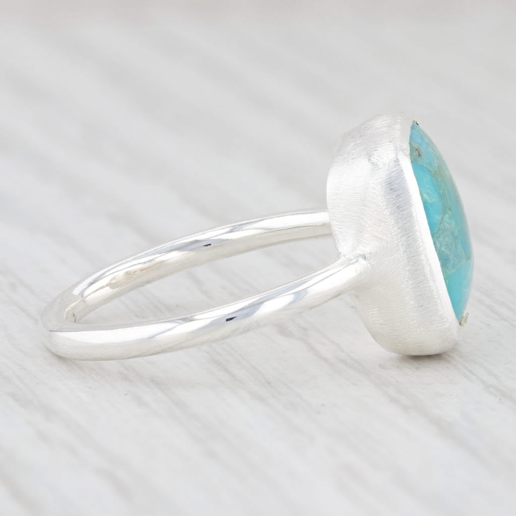 Light Gray New Nina Nguyen Marbled Turquoise Ring Sterling Silver Size 7 Solitaire