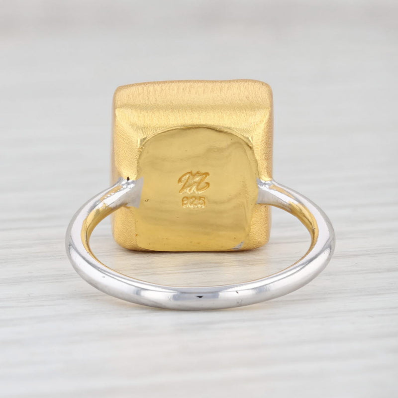 Light Gray New Nina Nguyen Druzy Quartz Amethyst Ring Sterling Silver 22k Gold Vermeil Sz 7