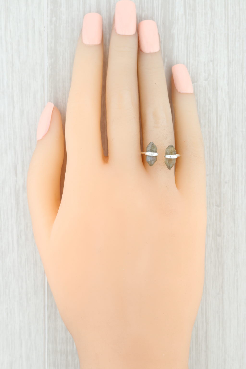 Wheat New Gray Labradorite Ring Sterling Silver Adjustable Size Handmade