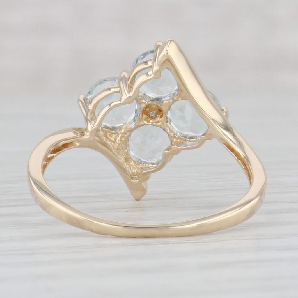 Light Gray 1.74ctw Aquamarine Cluster Ring 14k Yellow Gold Size 8 March Birthstone