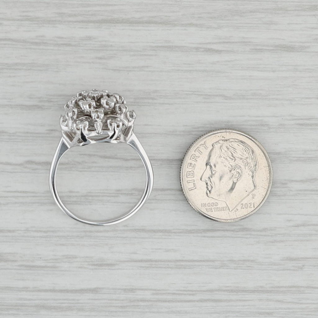 Gray Vintage 0.37ctw Diamond Cluster Ring 14k White Gold Size 6.5 Engagement