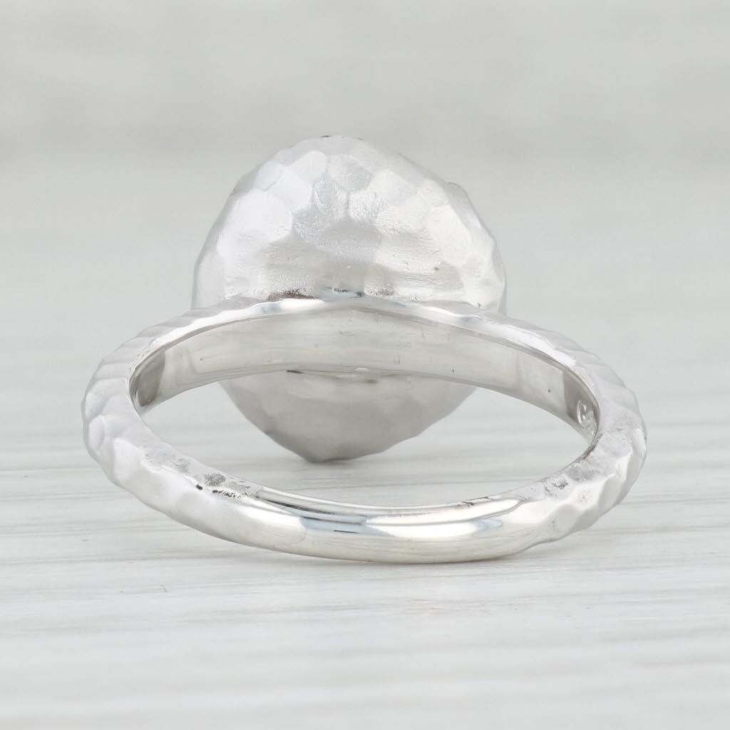 Light Gray Gabriel & Co Green Chalcedony Solitaire Ring Hammered Sterling Silver Size 7