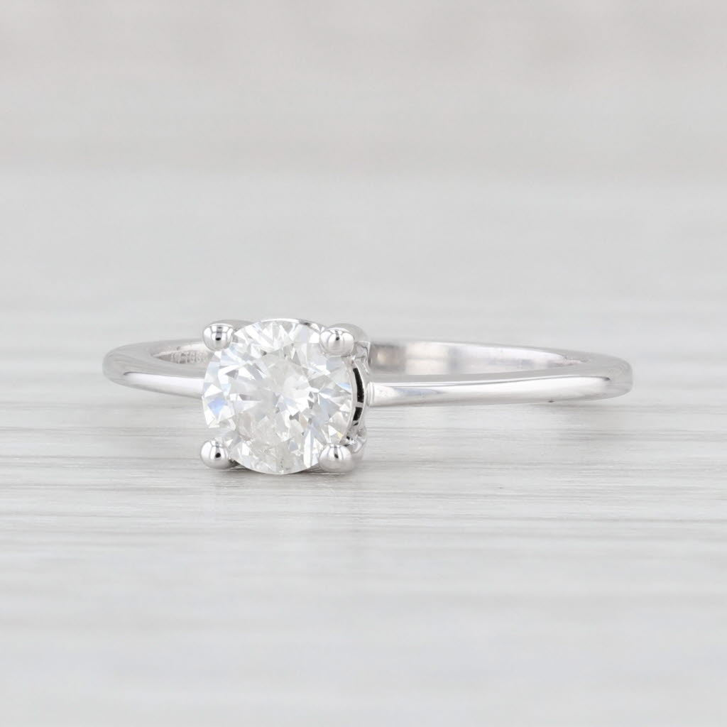 Light Gray 0.59ct Round Diamond Solitaire Engagement Ring 10k White Gold Size 5