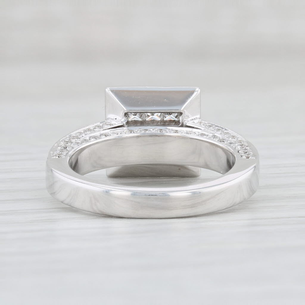 Light Gray 1.50ctw Black White Diamond Halo Ring 18k White Gold Size 6.5 Engagement A.H.
