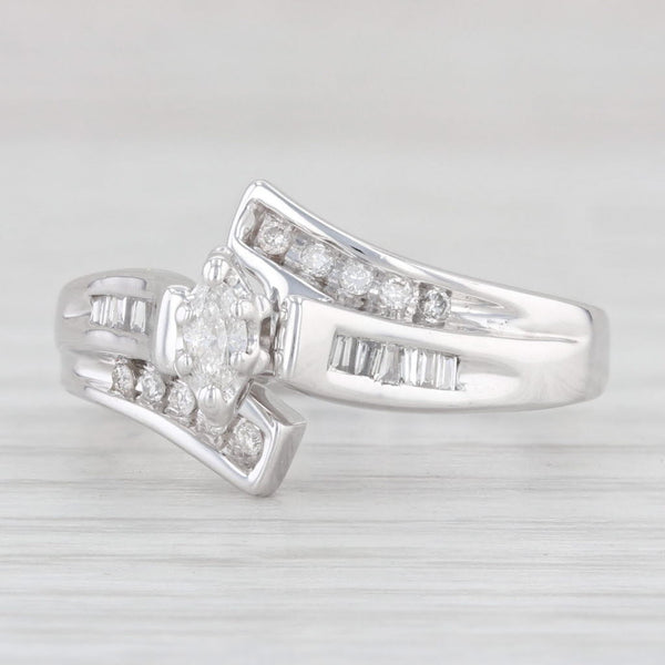 Light Gray 0.25ctw Diamond Bypass Engagement Ring 14k White Gold Size 6