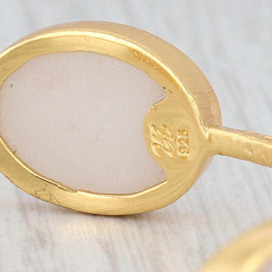 Light Gray New Nina Nguyen Sand Druzy Quartz Bangle Bracelet Sterling 22k Gold Vermeil 8"
