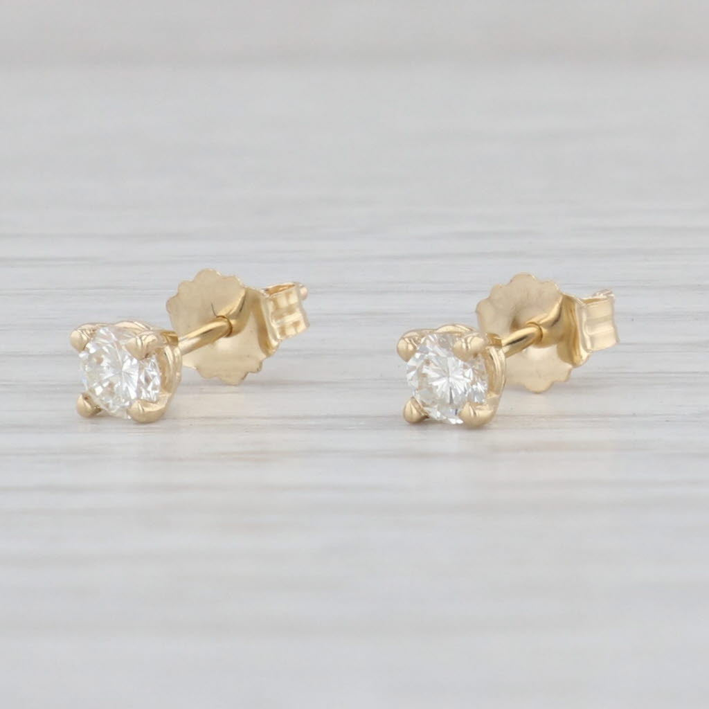 Light Gray New 0.30ctw Diamond Solitaire Stud Earrings 14k Yellow Gold April Birthstone