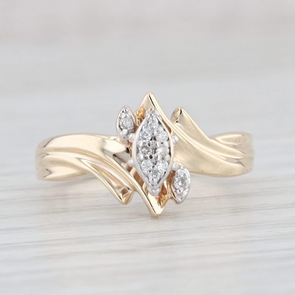 Light Gray Diamond Marquise Bypass Ring 10k Yellow Gold Size 7 Engagement
