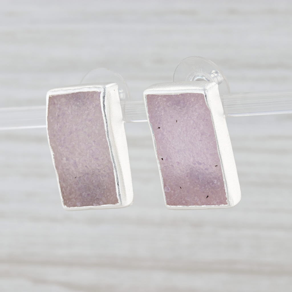 Light Gray New Nina Nguyen White Druzy Quartz Drop Earrings Sterling Silver Statement