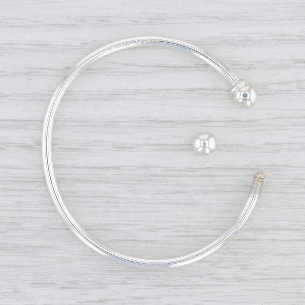 Light Gray New Cuff Charm Bracelet Sterling Silver 6.5" 2.7mm Screw Cap Adjustable