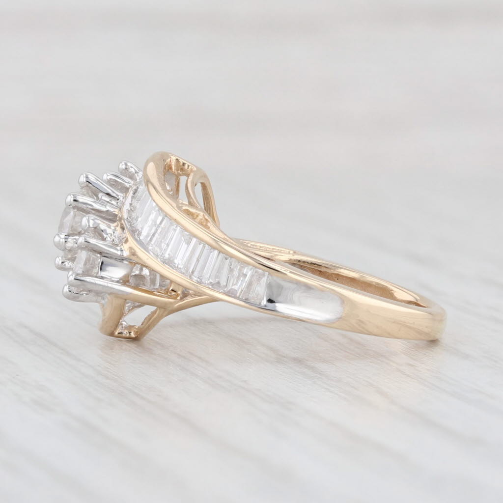 Light Gray 1.40ctw 3-Stone Diamond Bypass Ring 14k Yellow Gold Size 6