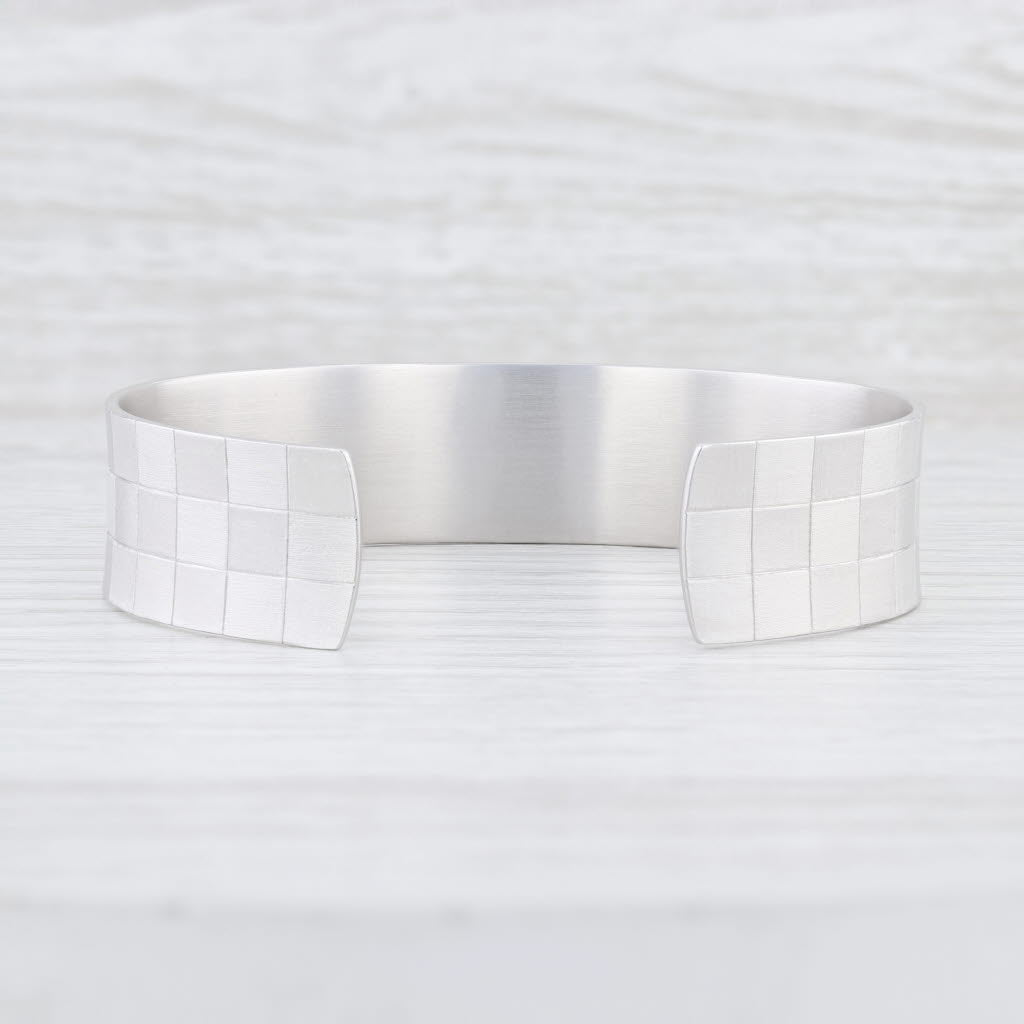 Light Gray New Bastian Inverun Cuff Bracelet Chessboard Collection Sterling Silver 7" 25221