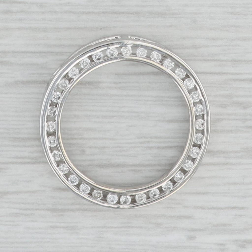 Gray 0.40ctw Diamond Eternity Circle Pendant 14k White Gold Floating Drop