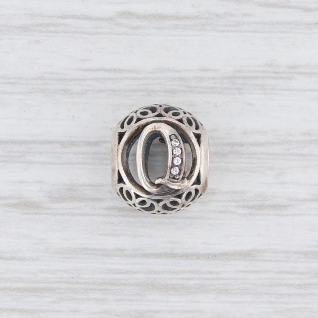 Light Gray New Authentic Pandora Vintage Q Charm 791861CZ Sterling Silver Letter "Q"