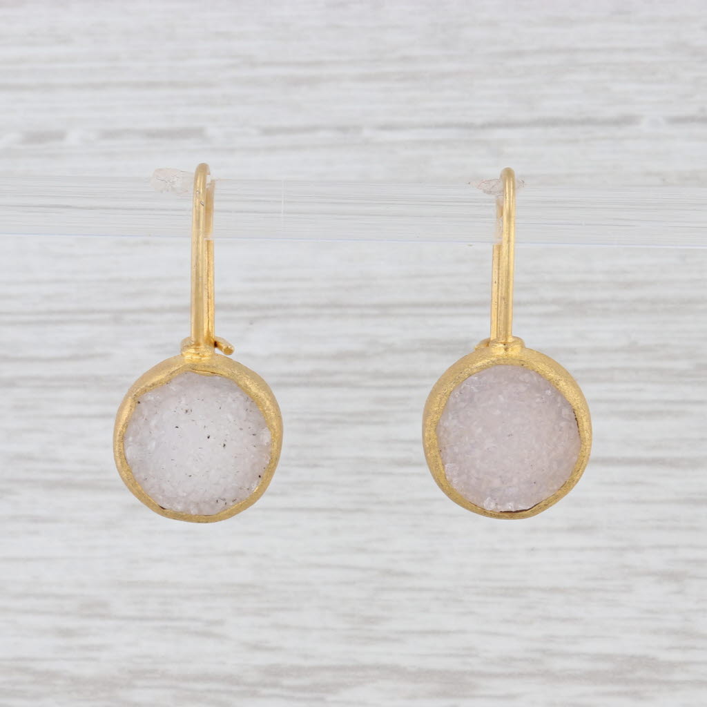 Light Gray New Nina Nguyen White Druzy Quartz Earrings Sterling Silver 22k Gold Vermeil