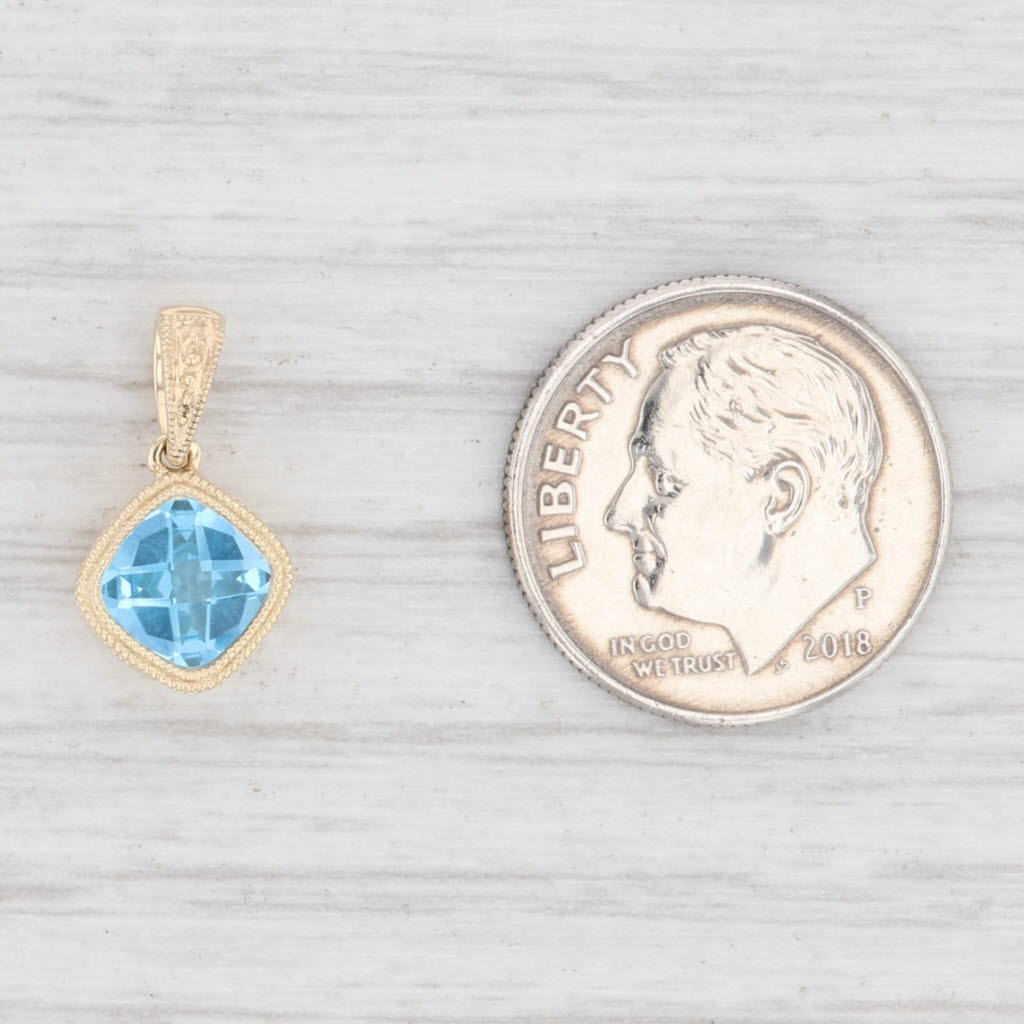 Light Gray New 1.05ct Blue Topaz Drop Pendant 14k Yellow Gold Solitaire December Birthstone