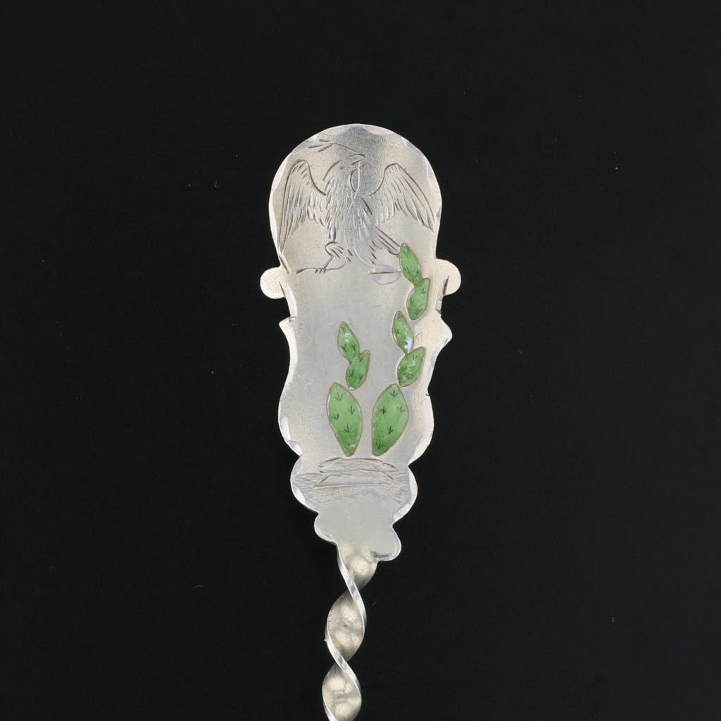 Black Monterey Souvenir Spoon Sterling Silver Eagle Cactus Vintage Keepsake