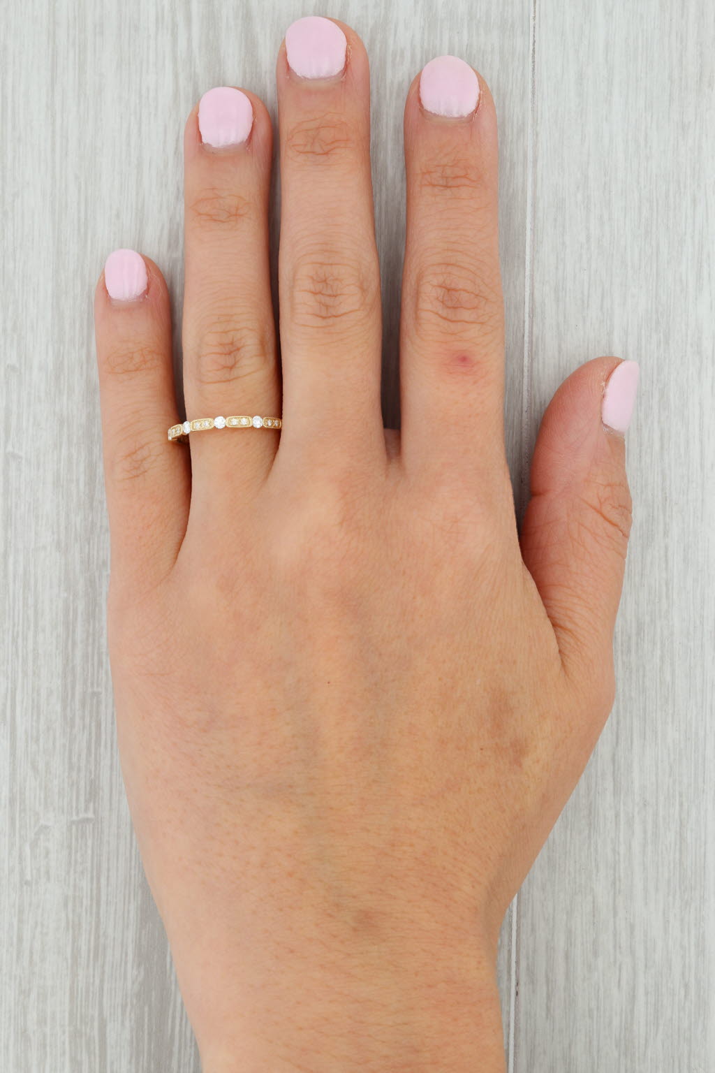 Tan New VS2 Diamond Stacking Ring 14k Yellow Gold Size 6.75 Wedding Band Stackable
