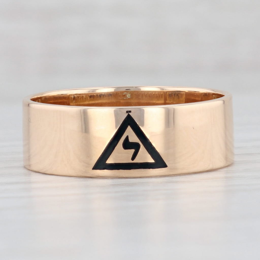Light Gray 14th Degree Scottish Rite Yod Ring 10k Yellow Gold Size 12.75 Masonic Band
