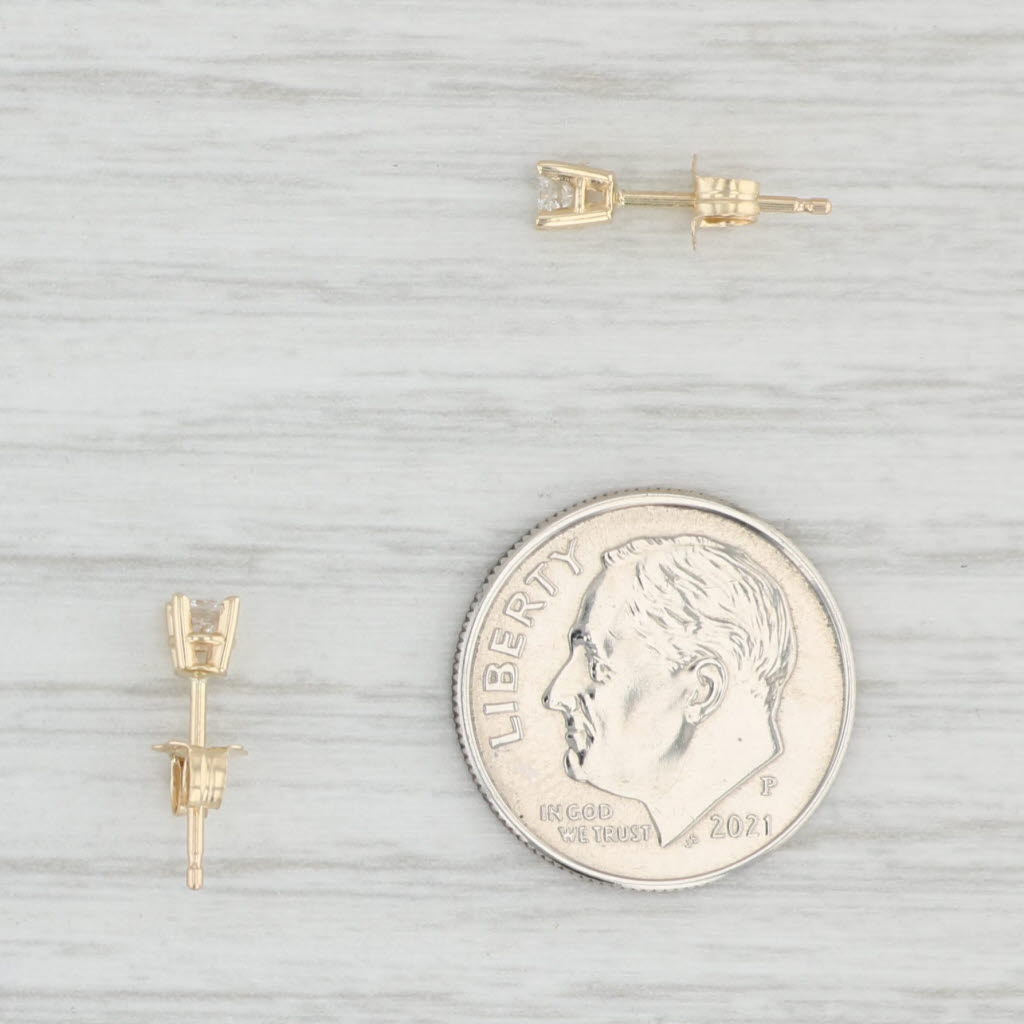 Light Gray New 0.19ctw Round Diamond Solitaire Stud Earrings 14k Yellow Gold