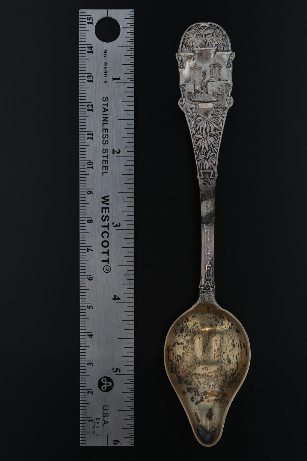 Black St Augustine Florida Souvenir Spoon Sterling Silver Old City Gates