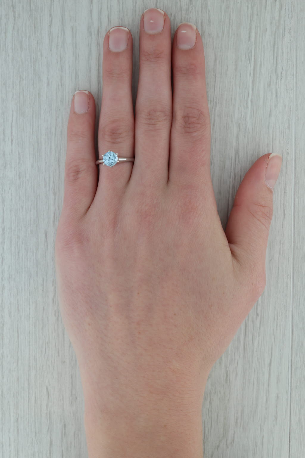 Dark Gray 1.45ct Lab Created Spinel Ring 10k White Gold Size 8.75 Round Solitaire