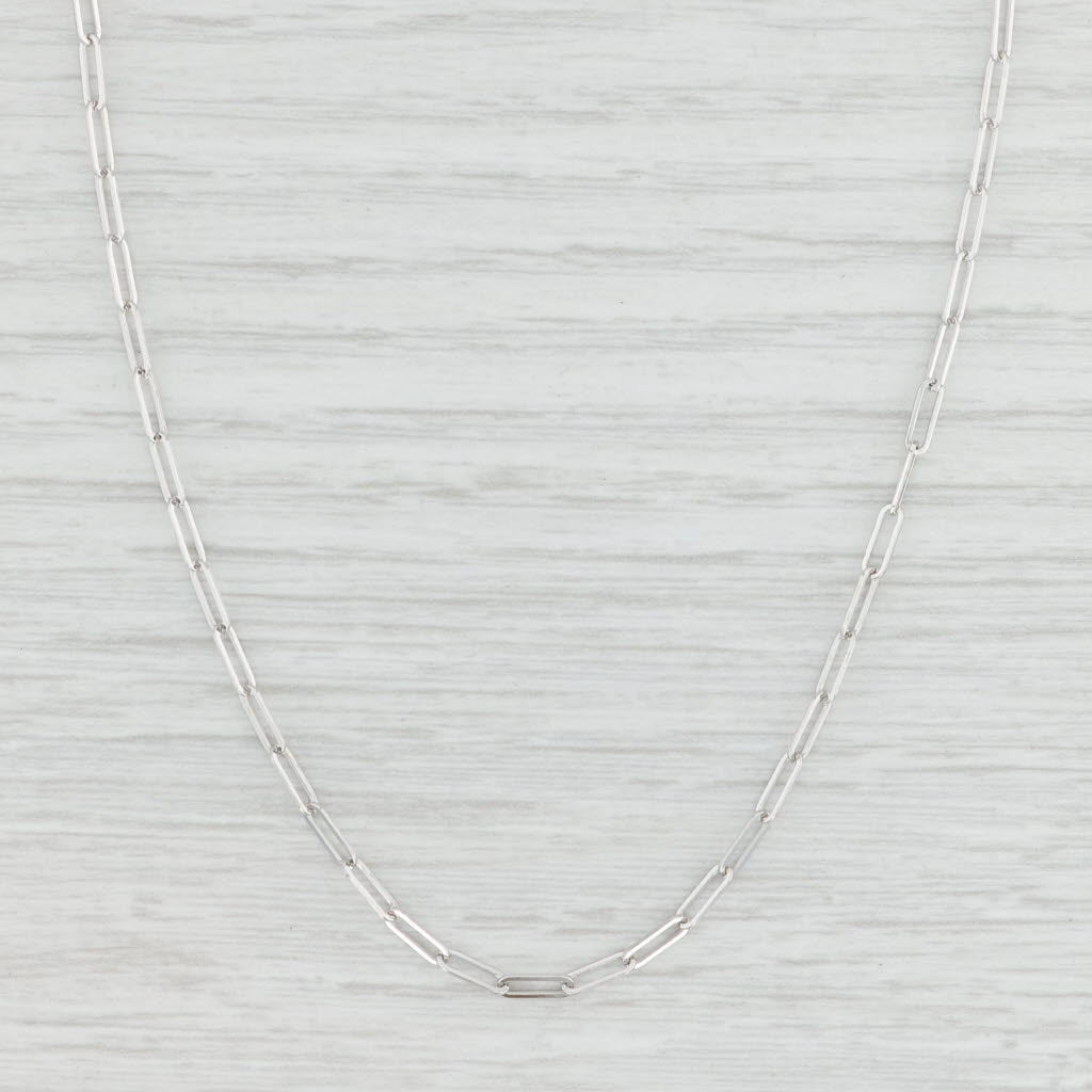 Light Gray New 20" Paperclip Chain Necklace 14k White Gold 2.1mm Lobster Clasp