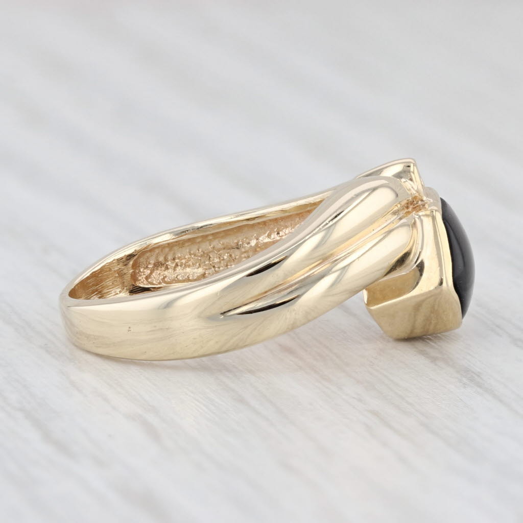Light Gray Onyx Diamond Ring 14k Yellow Gold Size 5.75 Stackable