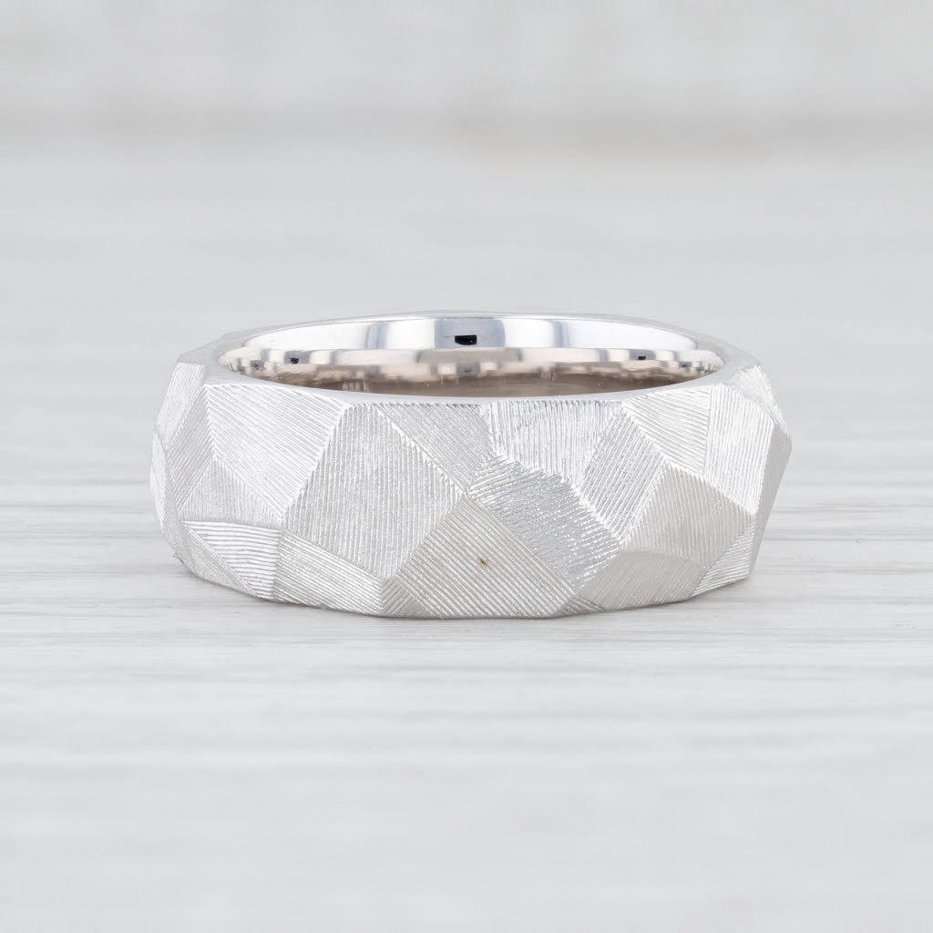 Light Gray New Bastian Inverun Ring Sterling Silver Catherine Niegel Faceted Band Sz 58 8.5