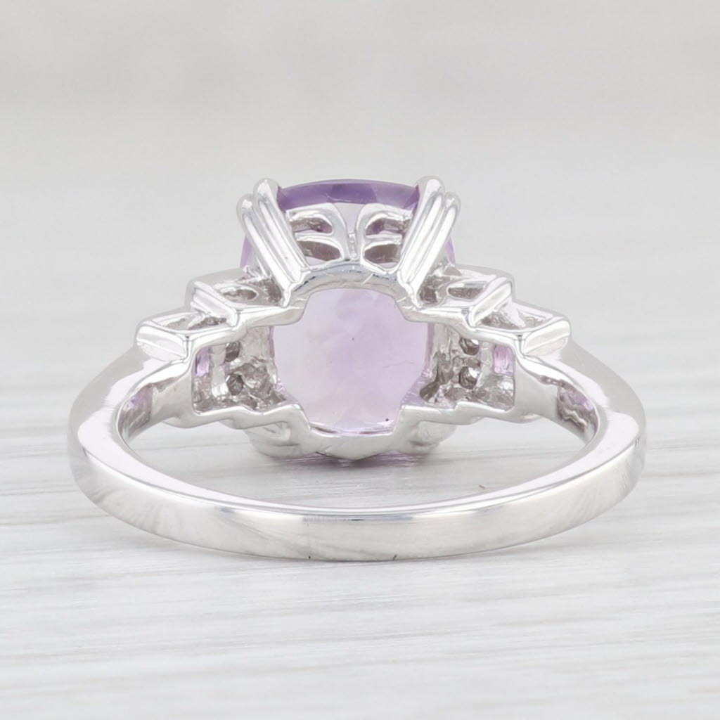 Light Gray 3.05ctw Amethyst Diamond Ring 14k White Gold Size 5.5 February Birthstone