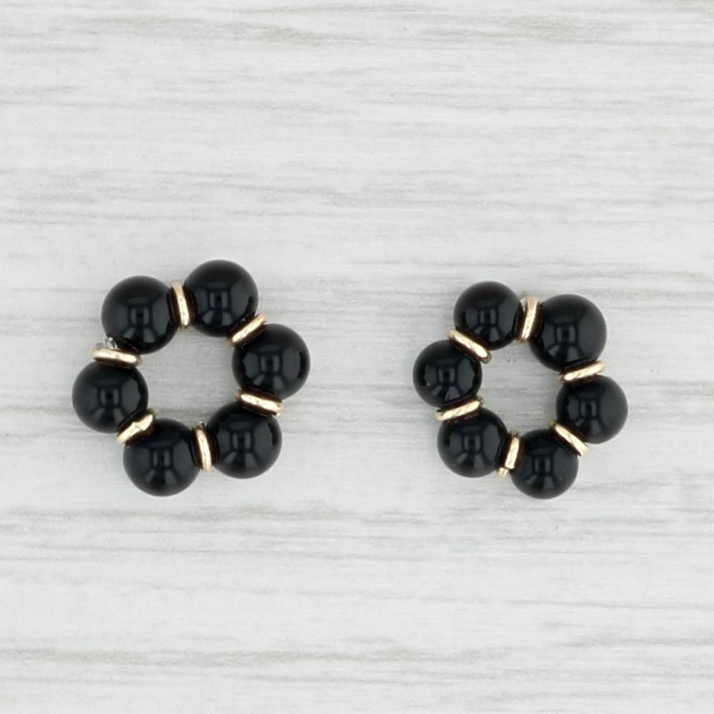 Light Gray Onyx Earring Enhancers Jackets 10k Yellow Gold for Stud Earrings