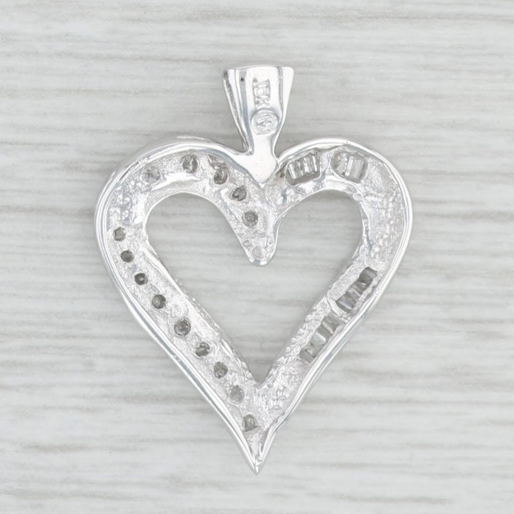 Light Gray 0.32ctw Diamond Open Heart Pendant 10k White Gold Gift Keepsake