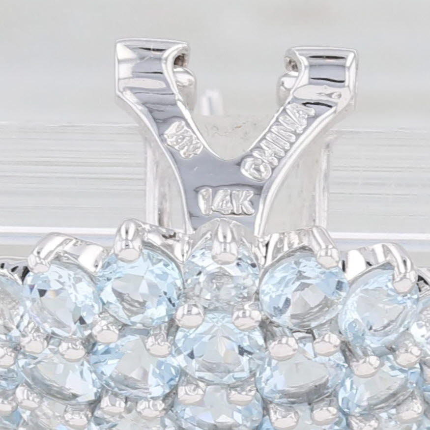 Light Gray 6.25ctw Aquamarine Cluster Button Earrings 14k White Gold Pierced Omega Backs