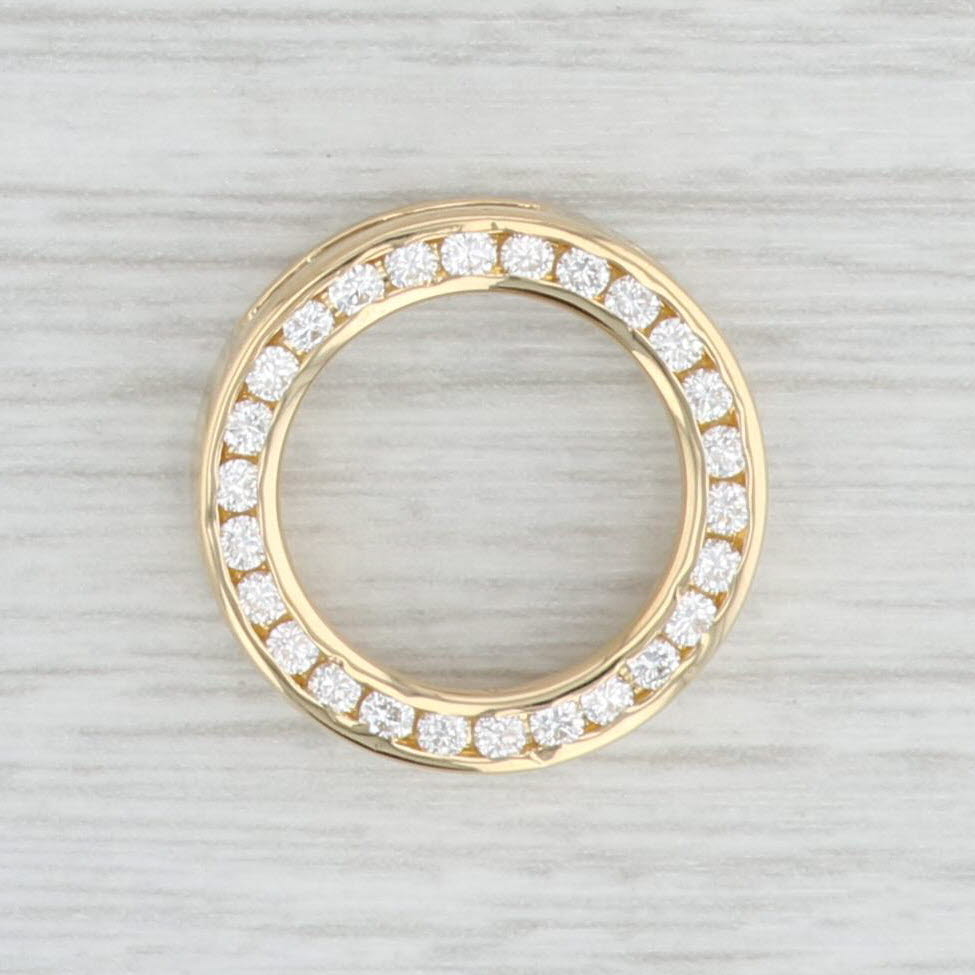 Light Gray 0.48ctw VS2 Diamond Eternity Circle Pendant 18k Yellow Gold Floating Drop