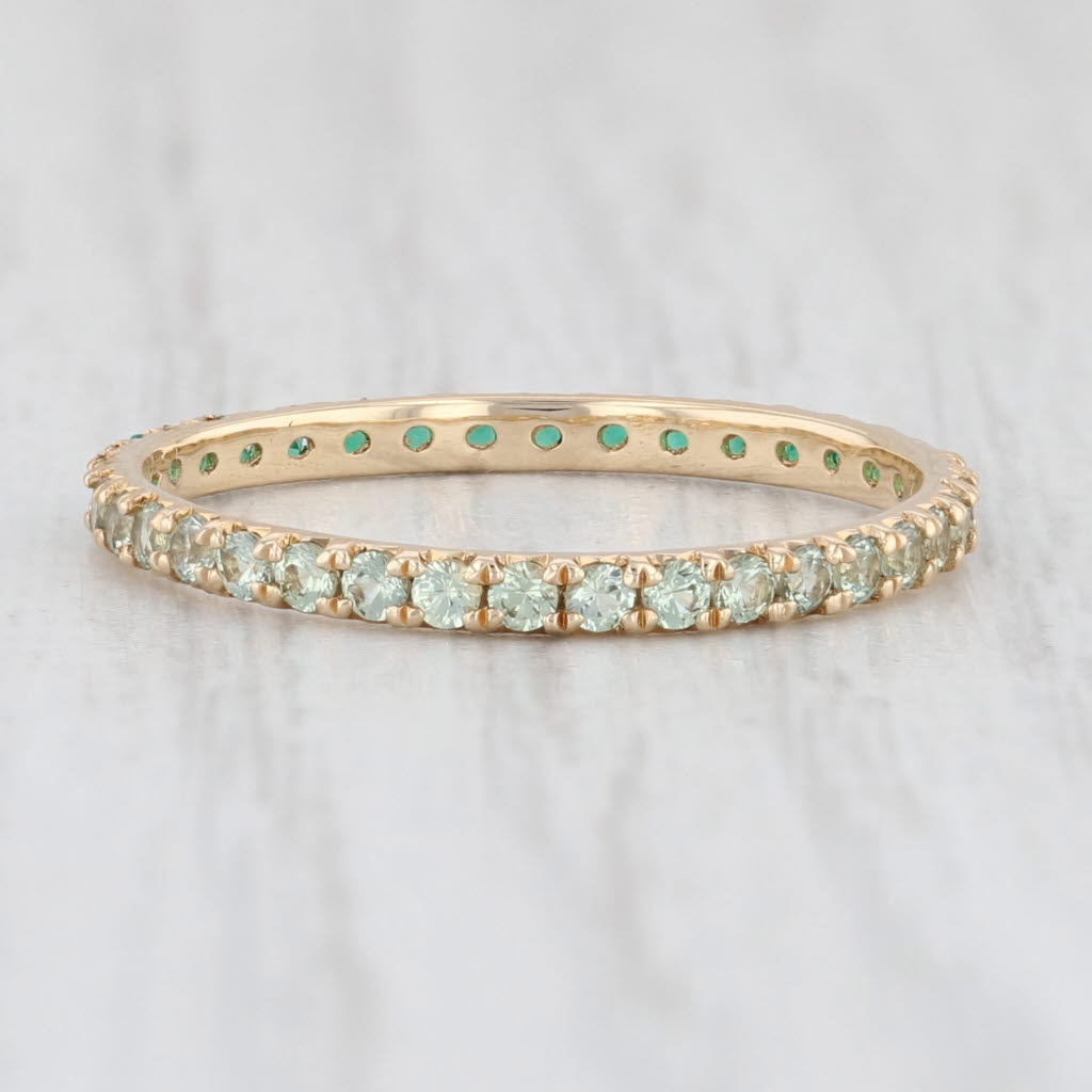 Light Gray New 0.68ctw Green Onyx Sapphire Eternity Band 14k Gold Stackable Ring Size 6.75