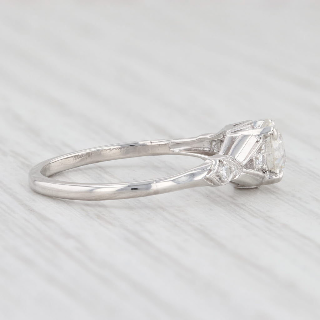 Light Gray 0.76ctw Diamond Art Deco Engagement Ring Platinum Size 6.75 Old European