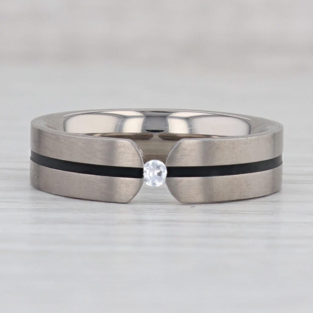 Gray New Cubic Zirconia Titanium Ring Size 10 Men's Wedding Band Comfort Fit