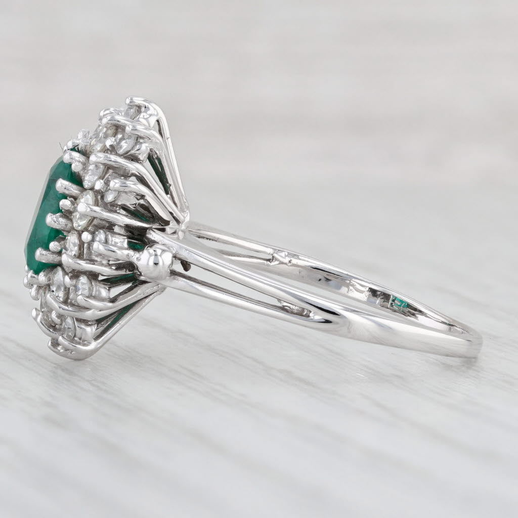 Light Gray 2.29ctw Lab Created Oval Emerald Diamond Halo Ring 14k White Gold Size 10.25