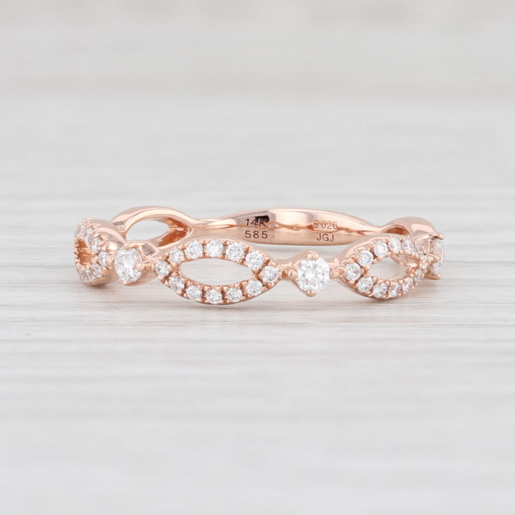 Light Gray New 0.26ctw Diamond Band 14k Rose Gold Size 6.75 Stackable Wedding Ring