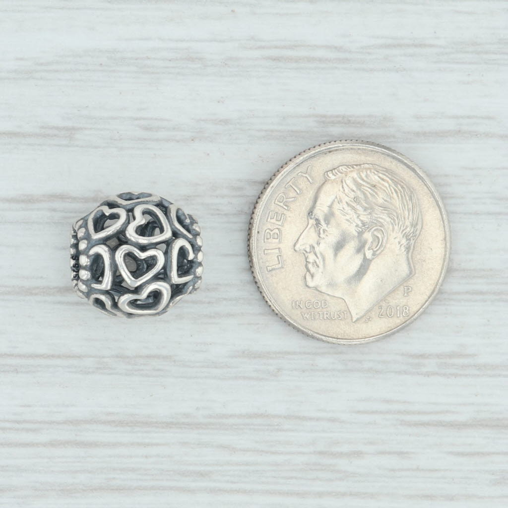 Light Gray New Authentic Pandora Open Your Heart Charm 790964 Sterling Silver Bead