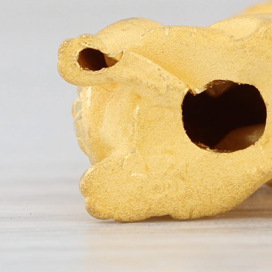 Wheat New Foo Dog Pendant 999 24k Fine Gold Figural 3D Chinese Guardian Lion